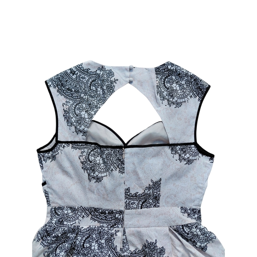 Cleo Black Cream Fit and Flare Cocktail Dress - Picture 6 of 9